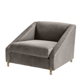 Fauteuil gris en velours Candice