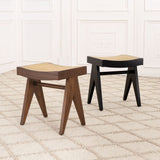Tabouret noir en rotin Arnaud