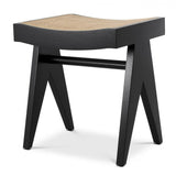 Tabouret noir en rotin Arnaud
