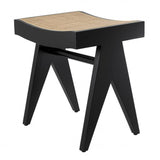 Tabouret noir en rotin Arnaud