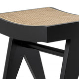 Tabouret noir en rotin Arnaud