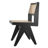 Chaise noire en bois et rotin Niclas