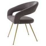 Chaise de salle à manger en velours gris Bravo