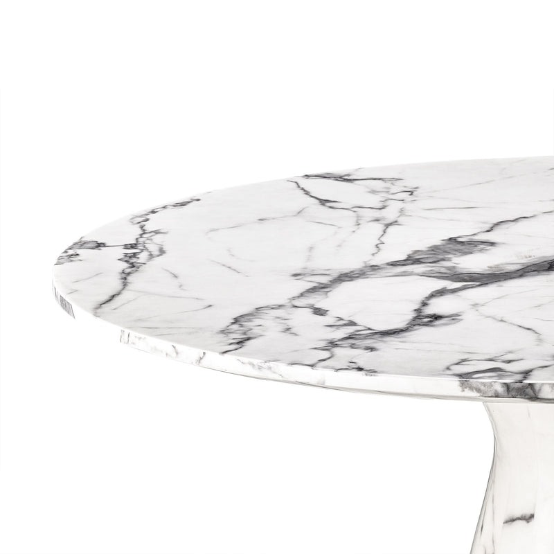 Table de salle à manger ronde en marbre blanc Turner