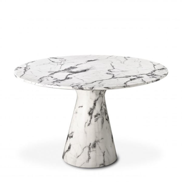 Table de salle à manger ronde en marbre blanc Turner