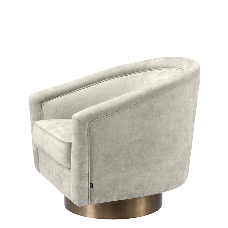 Fauteuil pivotant Catene velours beige