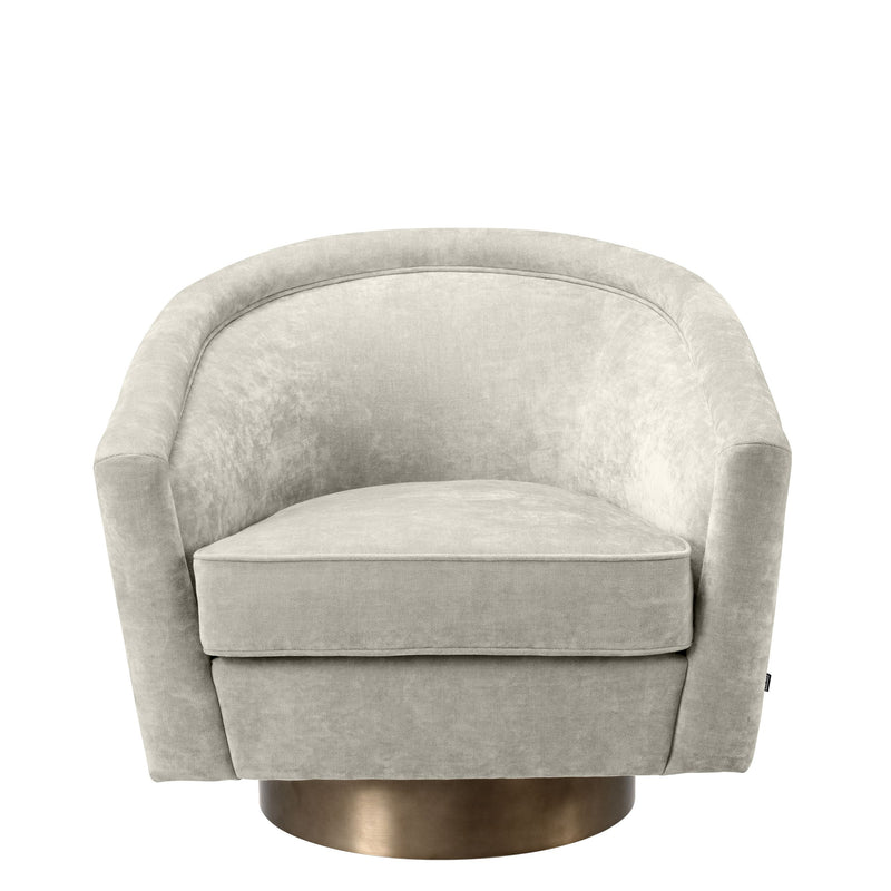 Fauteuil pivotant Catene velours beige