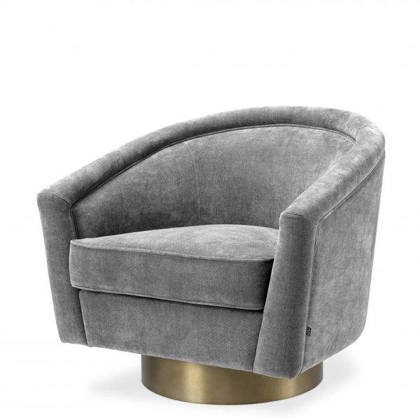 Fauteuil pivotant Catene velours gris