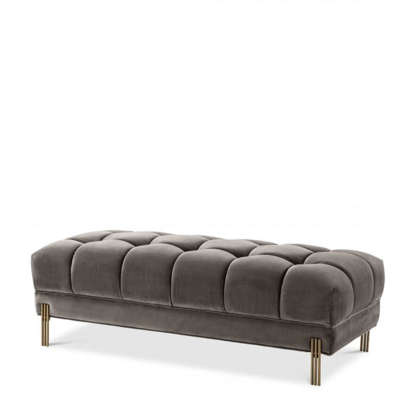 Banc matelassé Sienna en velours gris