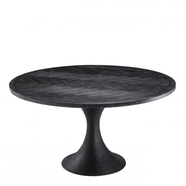 Table de salle à manger ronde en bois fumé noir Melchior