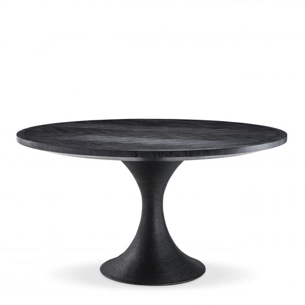 Table de salle à manger ronde en bois fumé noir Melchior