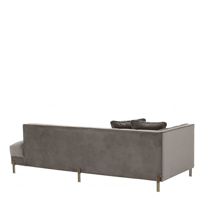 Canapé d'angle Sienna matelassé en velours gris (Gauche)