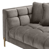 Canapé d'angle Sienna matelassé en velours gris (Gauche)