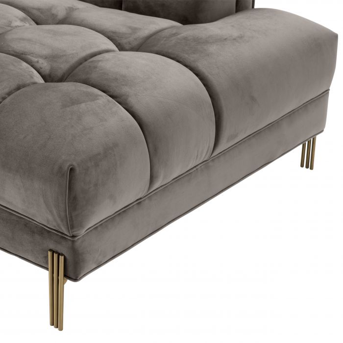 Canapé d'angle Sienna matelassé en velours gris (Gauche)