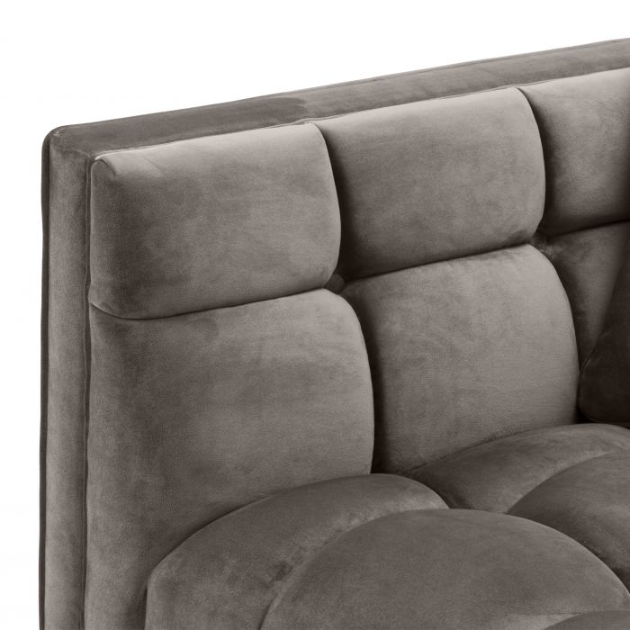 Canapé d'angle Sienna matelassé en velours gris (Gauche)