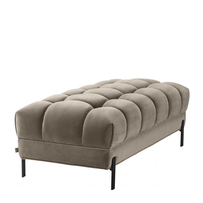 Banc matelassé Sienna en velours taupe