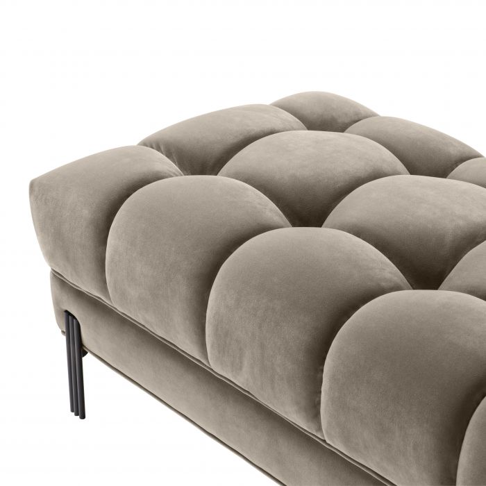 Banc matelassé Sienna en velours taupe