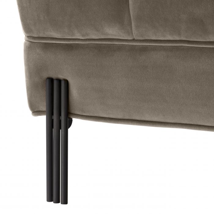 Banc matelassé Sienna en velours taupe