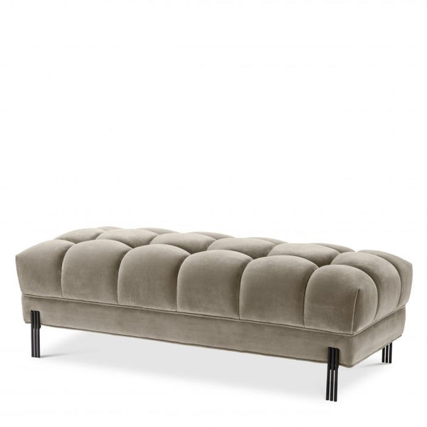 Banc matelassé Sienna en velours taupe