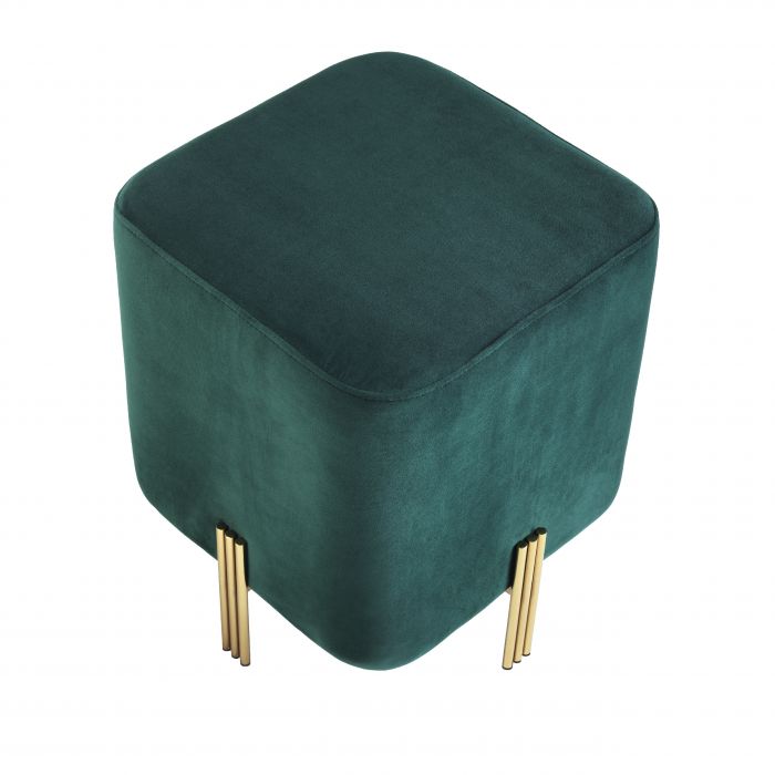 Tabouret en velours vert Burnett