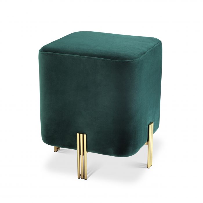 Tabouret en velours vert Burnett