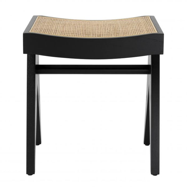 Tabouret noir en rotin Arnaud