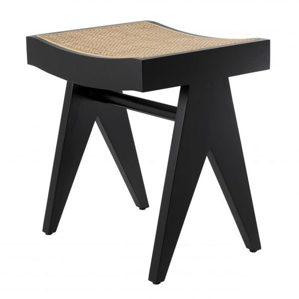 Tabouret noir en rotin Arnaud