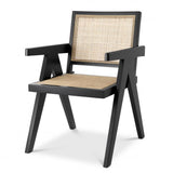 Chaise de salle à manger Aristide noir en rotin