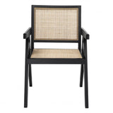 Chaise de salle à manger Aristide noir en rotin