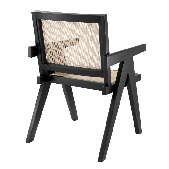 Chaise de salle à manger Aristide noir en rotin