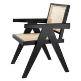 Chaise de salle à manger Aristide noir en rotin