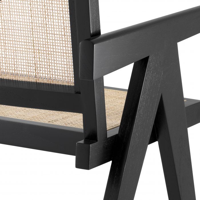 Chaise de salle à manger Aristide noir en rotin
