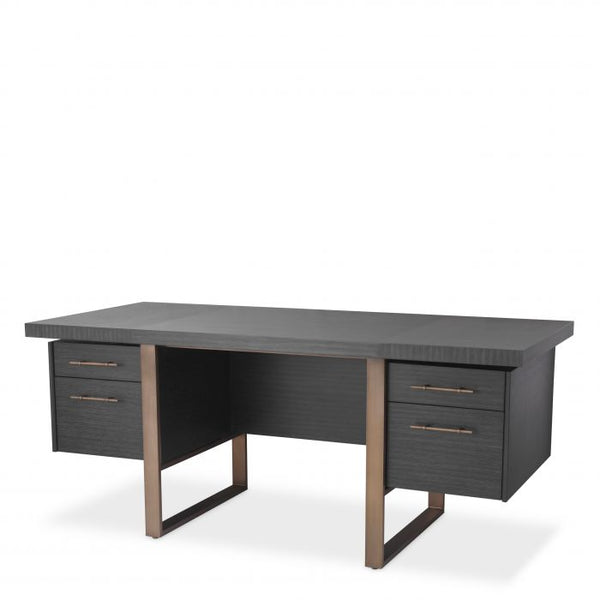 Bureau gris en chêne et en bronze Canova