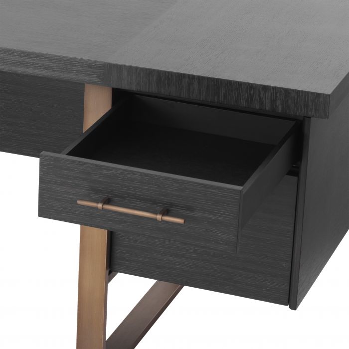 Bureau gris en chêne et en bronze Canova