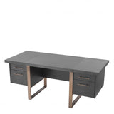 Bureau gris en chêne et en bronze Canova