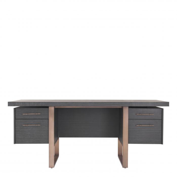 Bureau gris en chêne et en bronze Canova