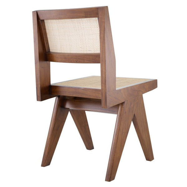 Chaise marron en bois et rotin Niclas