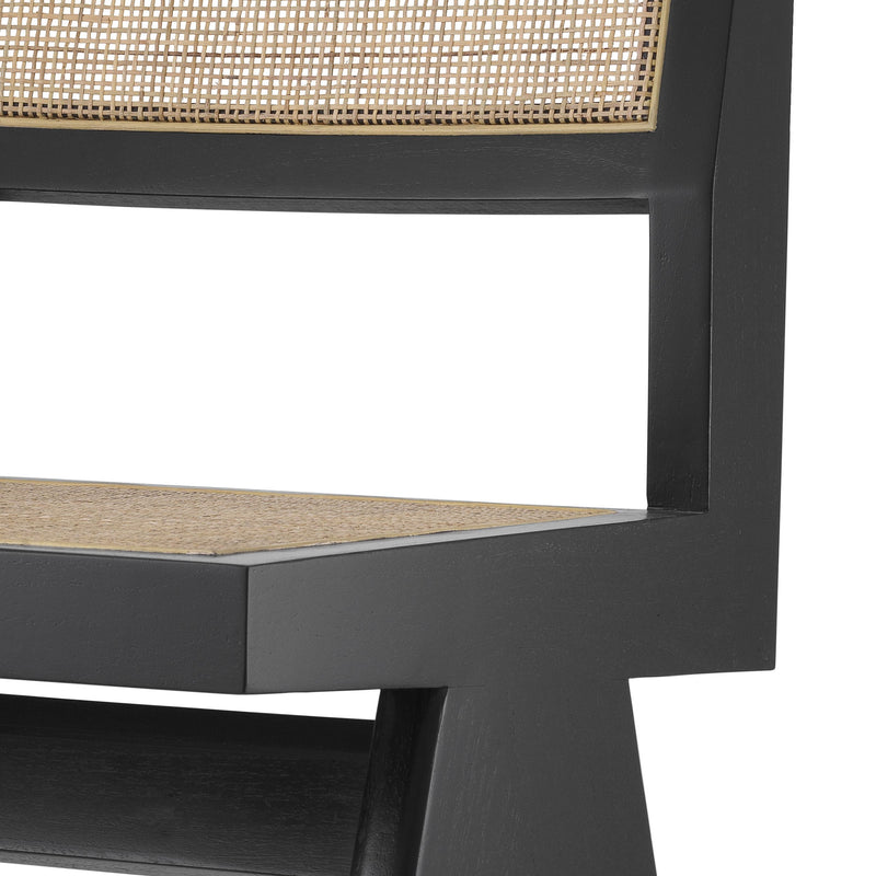 Chaise noire en bois et rotin Niclas