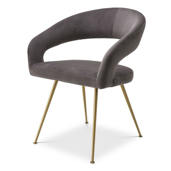 Chaise de salle à manger en velours gris Bravo