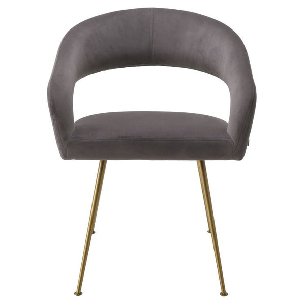 Chaise de salle à manger en velours gris Bravo