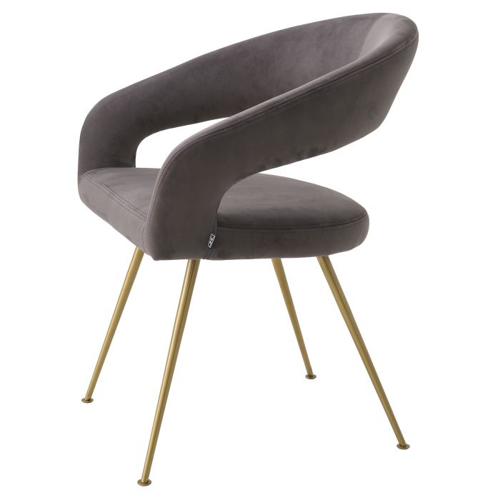 Chaise de salle à manger en velours gris Bravo