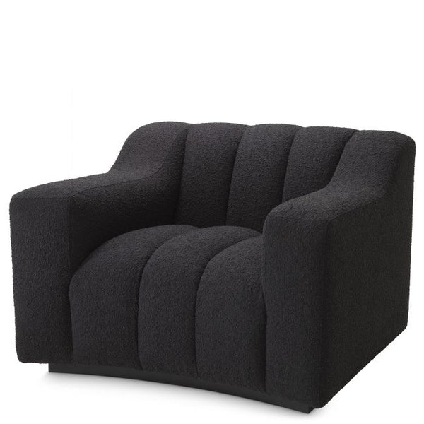 Fauteuil bouclé noir Kelly