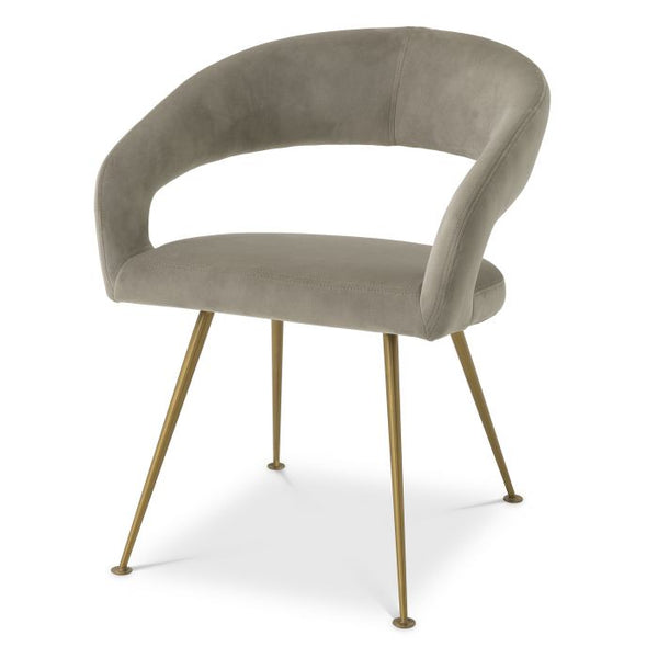 Chaise de salle à manger en velours taupe Bravo