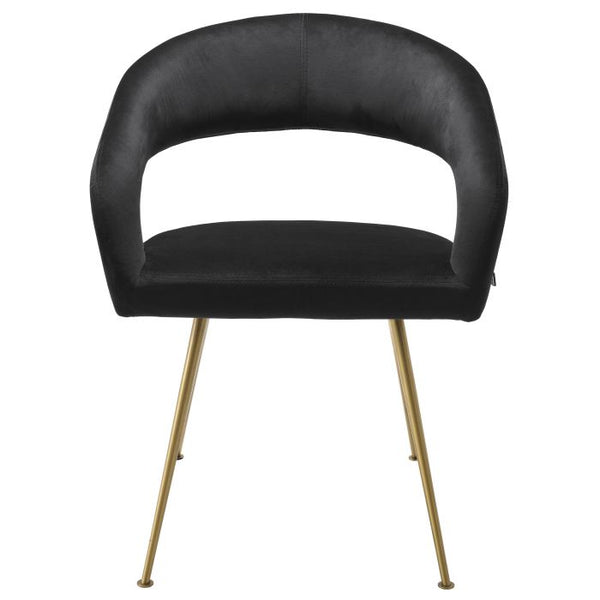 Chaise de salle à manger en velours noir Bravo