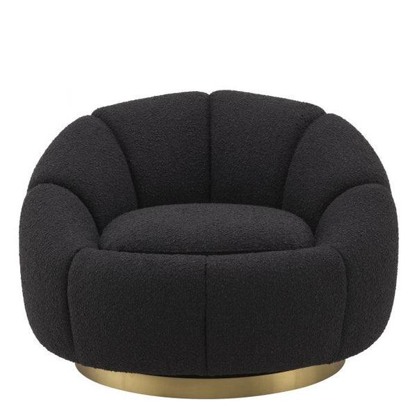 Fauteuil pivotant bouclé noir Inger